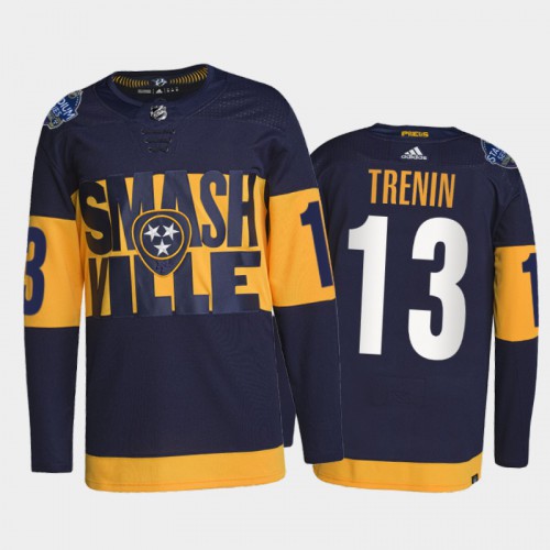 Adidas Nashville Predators #13 Yakov Trenin Men’s 2022 Stadium Series Authentic NHL Jersey – Navy Men’s