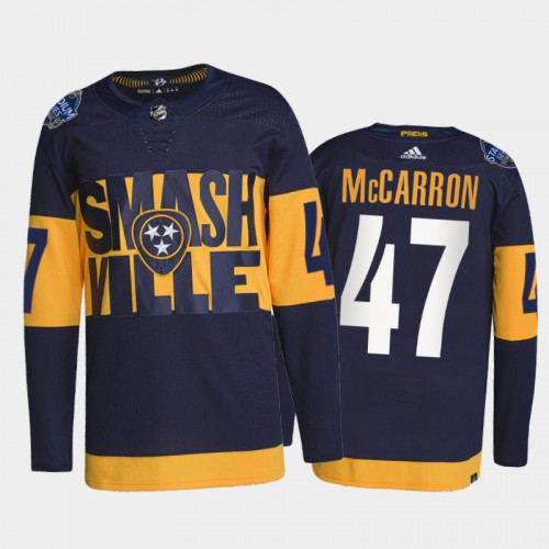 Adidas Nashville Predators #47 Michael McCarron Men’s 2022 Stadium Series Authentic NHL Jersey – Navy Men’s