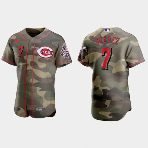 Cincinnati Cincinnati Reds #7 Eugenio Suarez Men’s Nike 2021 Armed Forces Day Authentic MLB Jersey -Camo Men’s