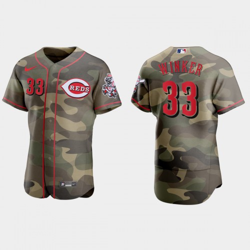 Cincinnati Cincinnati Reds #33 Jesse Winker Men’s Nike 2021 Armed Forces Day Authentic MLB Jersey -Camo Men’s