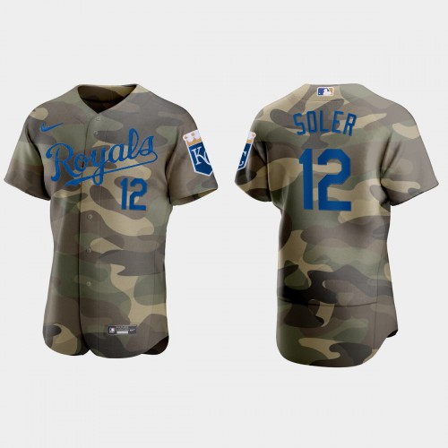 Kansas City Kansas City Royals #12 Jorge Soler Men’s Nike 2021 Armed Forces Day Authentic MLB Jersey -Camo Men’s