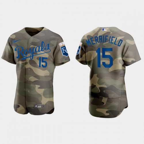 Kansas City Kansas City Royals #15 Whit Merrifield Men’s Nike 2021 Armed Forces Day Authentic MLB Jersey -Camo Men’s