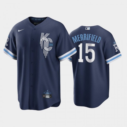 Kansas City Kansas City Royals #15 Whit Merrifield Men’s Nike Game Replica 2022 City Connect Navy Jersey Men’s