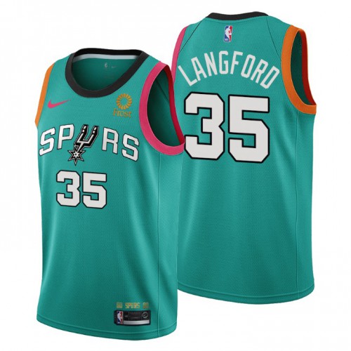 Nike San Antonio Spurs #35 Romeo Langford Men’s 2022-23 City Edition NBA Jersey – Cherry Blossom Teal Men’s