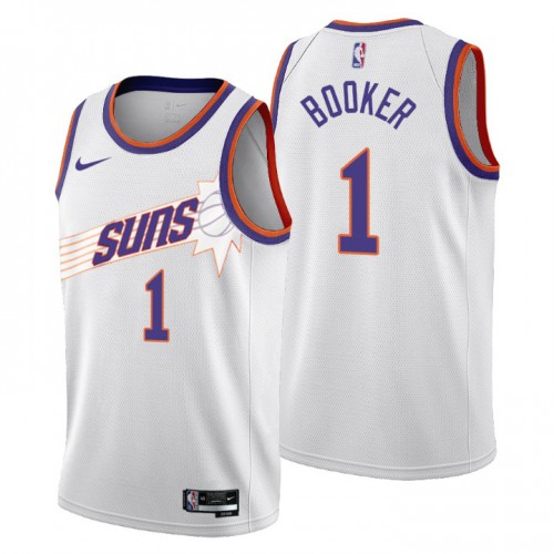 Nike Phoenix Suns #1 Devin Booker Men’s 2022-23 City Edition NBA Jersey – Cherry Blossom White Men’s