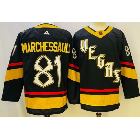 Men Vegas Golden Knights 81 Jonathan Marchessault Black 2022 #23 Reverse Retro Stitched NHL Jersey