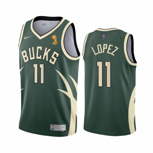 Nike Milwaukee Bucks #11 Brook Lopez Women’s 2021 NBA Finals Champions Swingman Earned Edition Jersey Green Womens