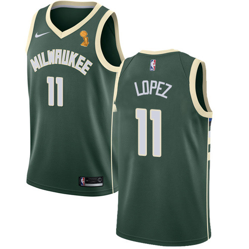 Nike Milwaukee Bucks #11 Brook Lopez Women’s 2021 NBA Finals Champions Swingman Icon Edition Jersey Green Womens