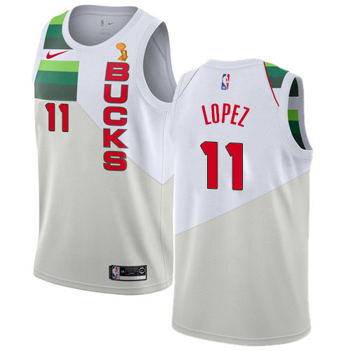 Nike Milwaukee Bucks #11 Brook Lopez Women’s 2021 NBA Finals Champions Swingman Earned Edition Jersey White Womens