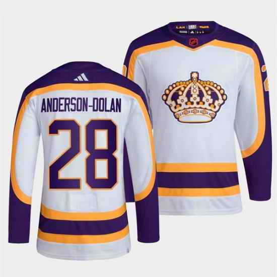 Men Los Angeles Kings #28 Jaret Anderson Dolan White 2022 Reverse Retro Stitched Jersey