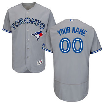 Mens Toronto Blue Jays Majestic Flex Base Authentic Collection grey Custom Jersey