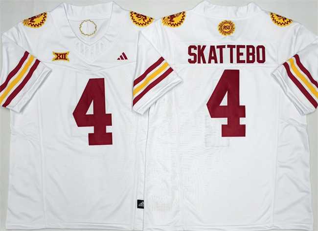 Mens Arizona State Sun Devils #4 Cam Skattebo White 2025 F.U.S.E. Vapor Limited Stitched Jersey