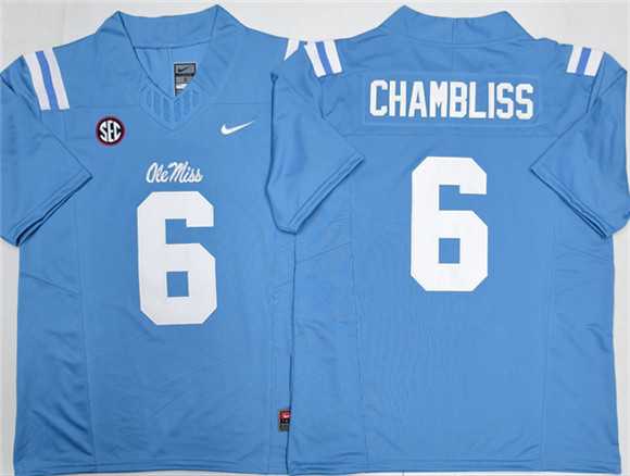 Mens Ole Miss Rebels #6 Trinidad Chambliss Blue 2026 F.U.S.E. Stitched jersey