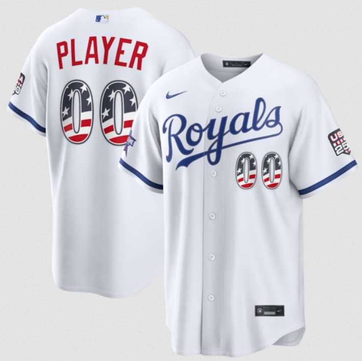 Mens Kansas City Royals Active Player Custom White 2026 All-Star Edition Stars & Stripes & USA 250 Fourth of July Home Stadium Stitched Baseball Jersey