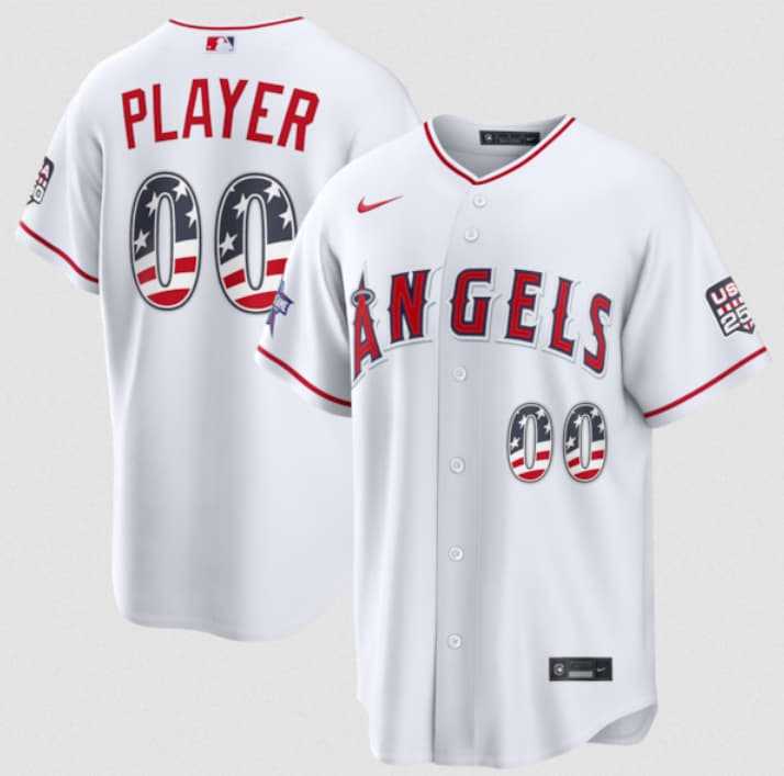 Mens Los Angeles Angels Active Player Custom White 2026 All-Star Edition Stars & Stripes & USA 250 Fourth of July Home Stadium Stitched Baseball Jersey