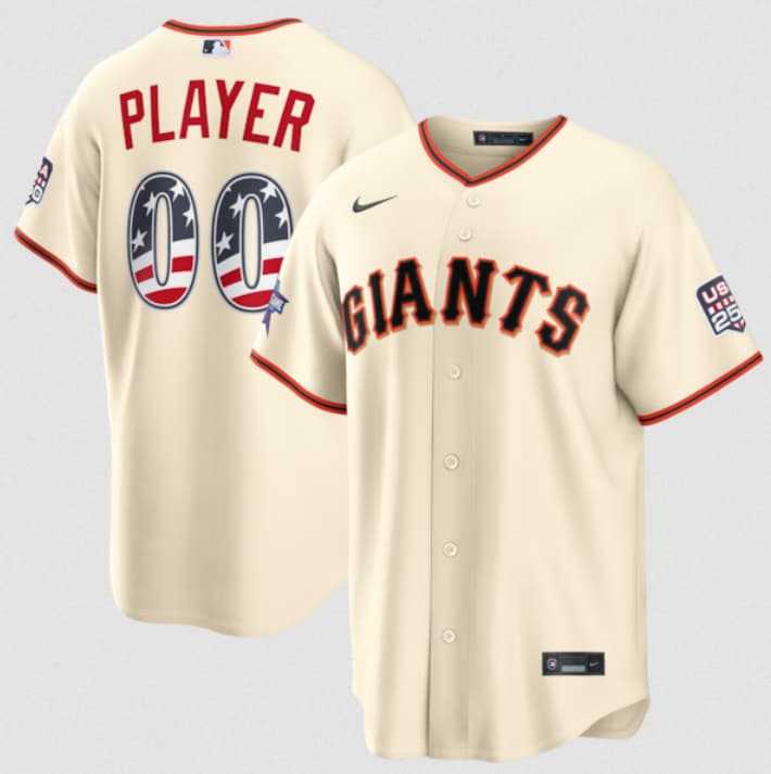 Mens San Francisco Giants ACTIVE PLAYER Custom Cream 2026 All-Star Edition Stars & Stripes & USA 250 Fourth of July Home Stadium Stitched Baseball Jersey