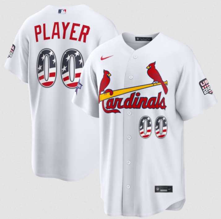 Mens St. Louis Cardinals Active Player Custom White 2026 All-Star Edition Stars & Stripes & USA 250 Fourth of July Home Stadium Stitched Baseball Jersey