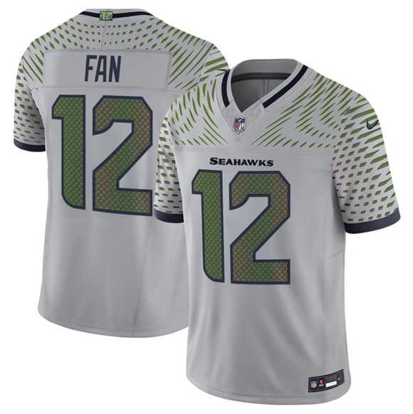 Mens Seattle Seahawks #12 Fan Gray 2025 F.U.S.E. Rivalries Vapor Untouchable Limited Stitched Jersey