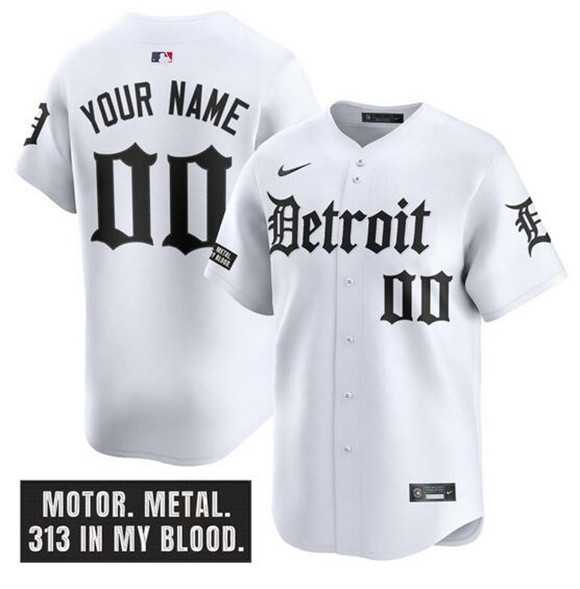 Mens Detroit Tigers ACTIVE PLAYER Custom White Motor Gothic Edition Vapor Premier Limited Stitched Baseball Jersey