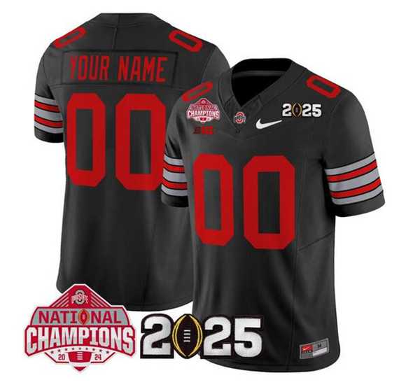 Mens Ohio State Buckeyes Active Player Custom Black 2025 CFP Final With National Champions Patch F.U.S.E. Vapor Limited Stitched Jersey