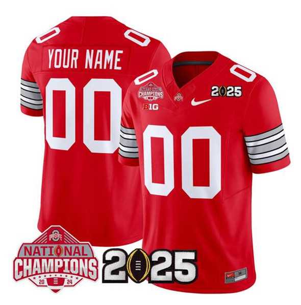 Mens Ohio State Buckeyes Active Player Custom Red 2025 CFP Final With National Champions Patch F.U.S.E. Vapor Limited Stitched Jersey