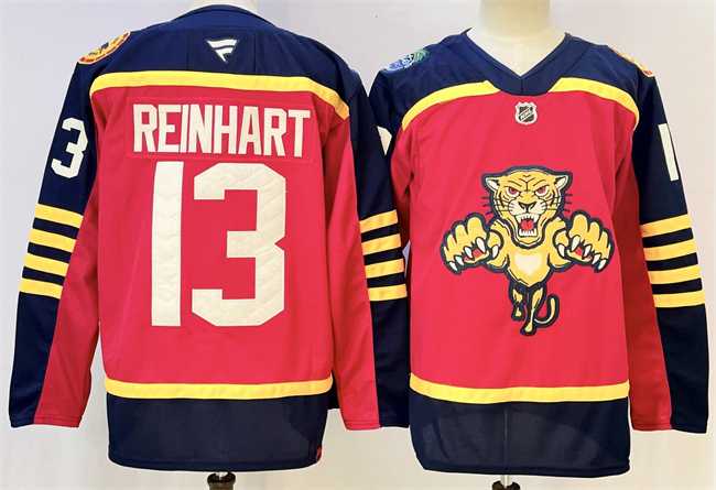 Mens Florida Panthers #13 Sam Reinhart Red 2026-2026 Winter Classic Stitched Hockey Jersey