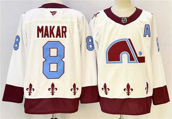Mens Colorado Avalanche #8 Cale Makar White 2024-25 With A Patch Stitched Jersey