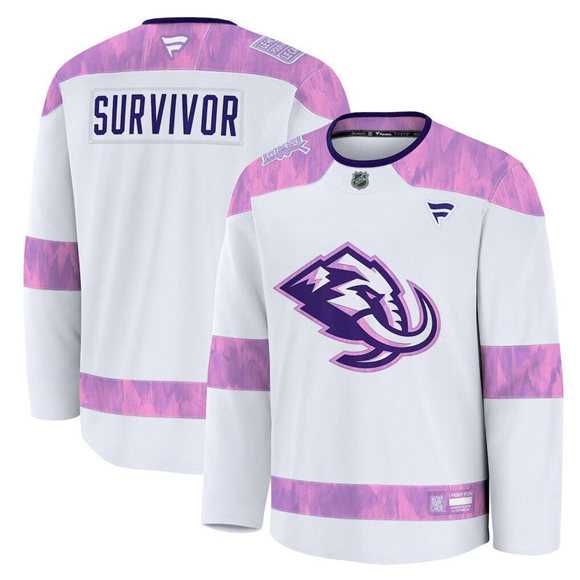 Mens Utah Mammoth White 2024 Fights Cancer Survivor Practice Stitched Jersey Dzhi