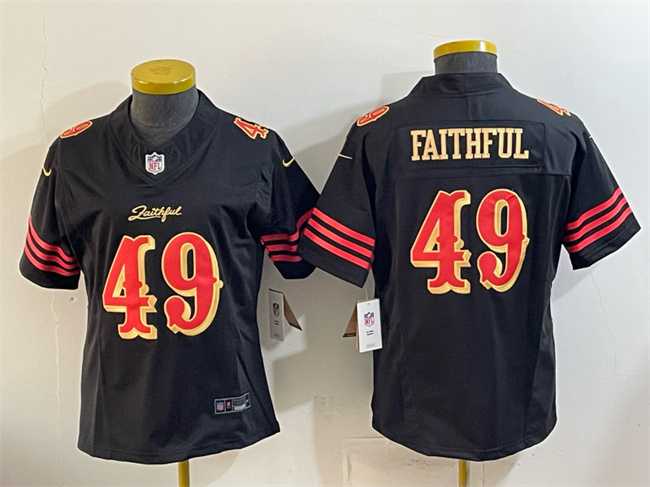 Womens San Francisco 49ers #49 Faithful Black 2025 F.U.S.E. Rivalries Vapor Limited Stitched Jersey