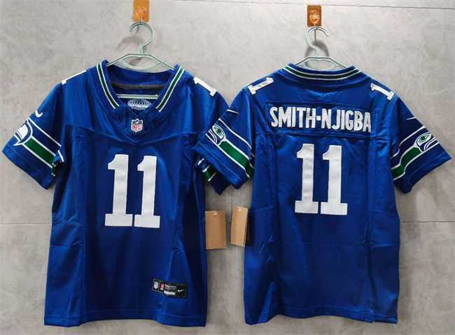 Womens Seattle Seahawks #11 Jaxon Smith-Njigba Royal 2024 F.U.S.E Throwback Vapor Limited Stitched Jersey
