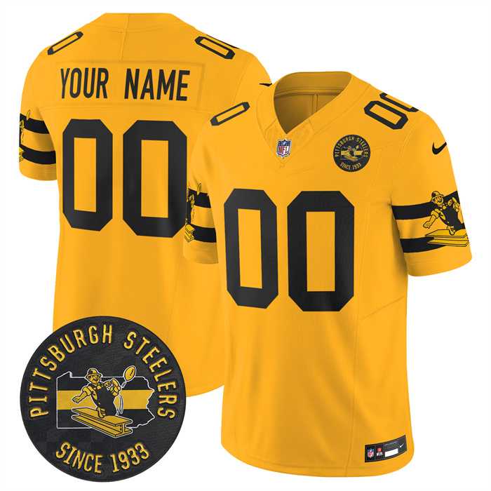 Mens Pittsburgh Steelers Throwback 1933 Patch yellow Vapor Limited All Stitched Jersey