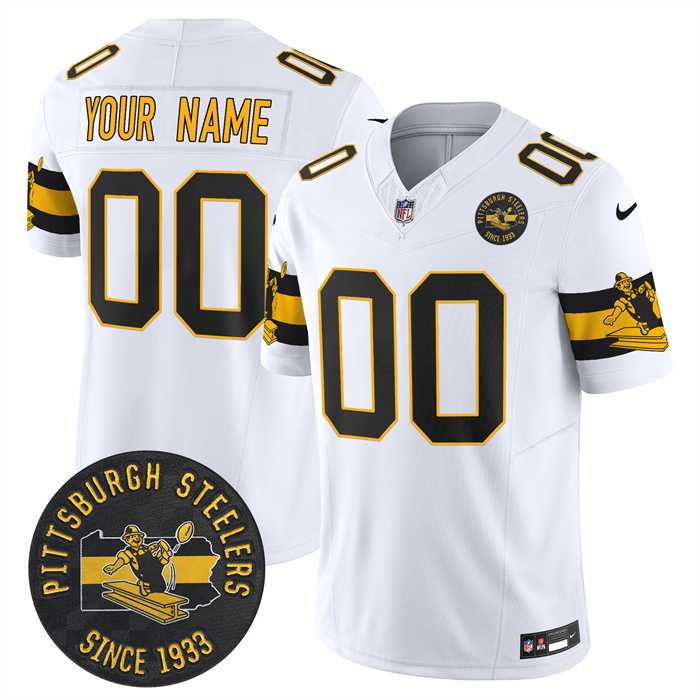 Mens Pittsburgh Steelers Throwback 1933 Patch whiteVapor Limited All Stitched Jerseys