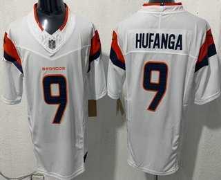 Mens Denver Broncos #9 Talanoa Hufanga Limited White FUSE Vapor Stitched Jersey