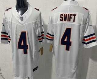 Mens Chicago Bears #4 DAndre Swift Limited White FUSE Vapor Stitched Jersey
