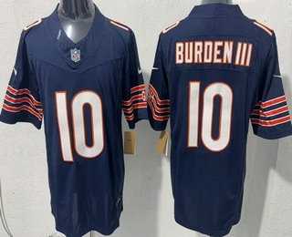 Mens Chicago Bears #10 Luther Burden III Limited Navy FUSE Vapor Stitched Jersey