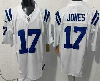Mens Indianapolis Colts #17 Daniel Jones Limited White FUSE Vapor Stitched Jersey