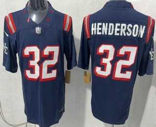 Mens New England Patriots #32 TreVeyon Henderson Limited Navy Rivalries FUSE Vapor Stitched Jersey