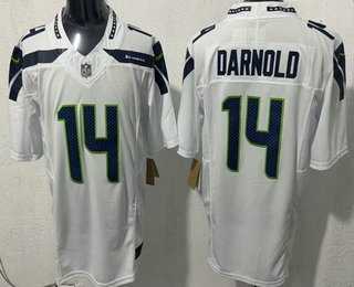 Mens Seattle Seahawks #14 Sam Darnold Limited White FUSE Vapor Stitched Jersey