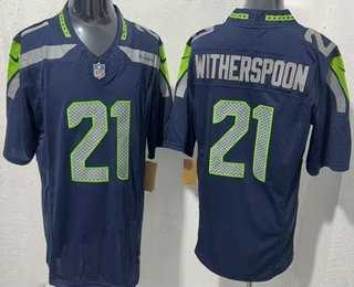 Mens Seattle Seahawks #21 Devon Witherspoon Limited Navy FUSE Vapor Stitched Jersey