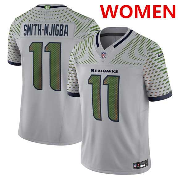 Womens Seattle Seahawks #11 Jaxon Smith Gray 2025 F.U.S.E. Rivalries Vapor Limited Stitched Jersey Dzhi