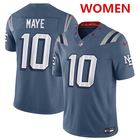 Womens New England Patriots #10 Drake Maye Storm Blue 2025 F.U.S.E Rivalries Vapor Limited Stitched Jersey Dzhi