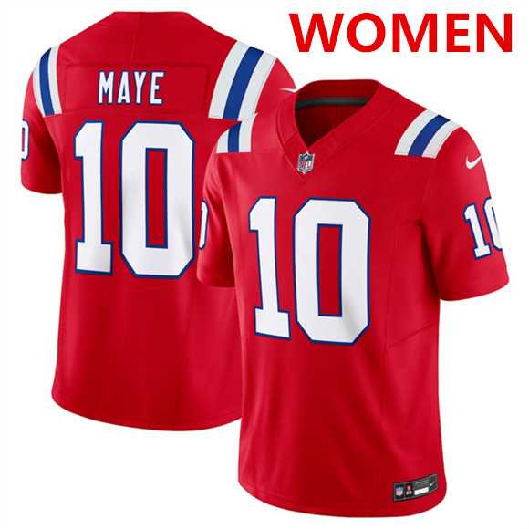 Womens New England Patriots #10 Drake Maye Red 2025 F.U.S.E. Vapor Limited Stitched Jersey Dzhi