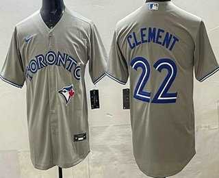 Mens Toronto Blue Jays #22 Ernie Clement Gray Cool Base Jersey