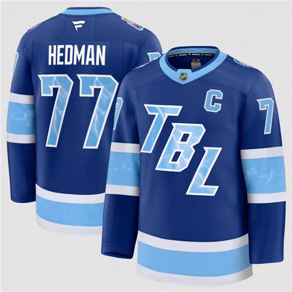 Mens Tampa Bay Lightning #77 Victor Hedman Blue 2026 Stadium Series Stitched Jersey Dzhi