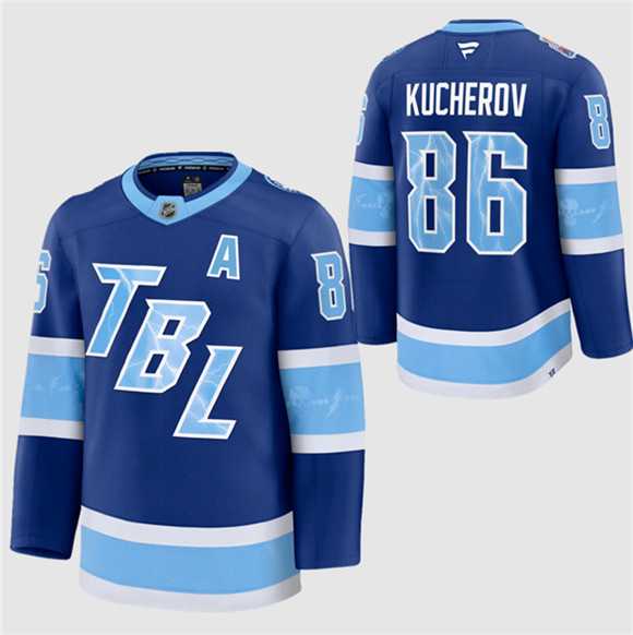 Mens Tampa Bay Lightning #86 Nikita Kucherov Blue 2026 Stadium Series Stitched Jersey Dzhi