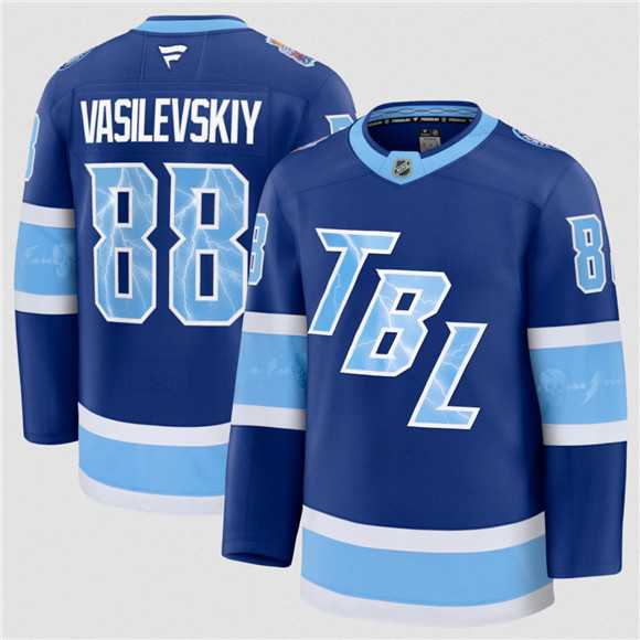 Mens Tampa Bay Lightning #88 Andrei Vasilevskiy Blue 2026 Stadium Series Stitched Jersey Dzhi