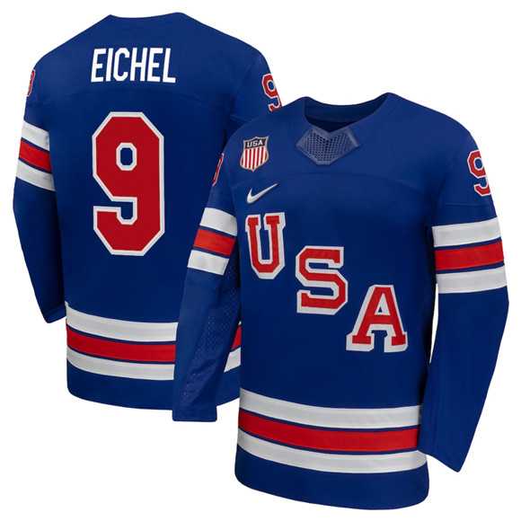 Mens USA #9 Jack Eichel Royal 2026 Stitched Jersey Dzhi