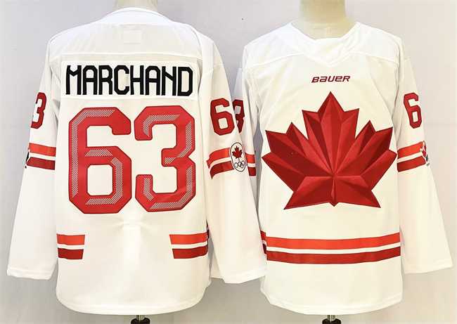 Mens Canada #63 Brad Marchand White Stitched Jersey