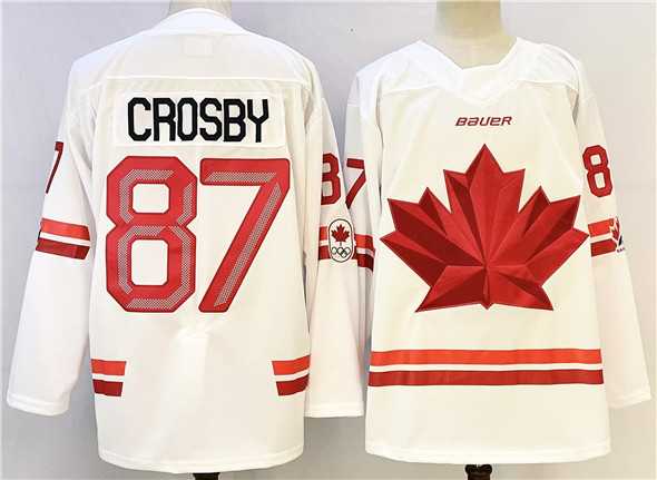 Mens Canada #87 Sidney Crosby White Stitched Jersey
