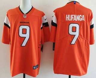 Mens Denver Broncos #9 Talanoa Hufanga Limited Orange Vapor Jersey